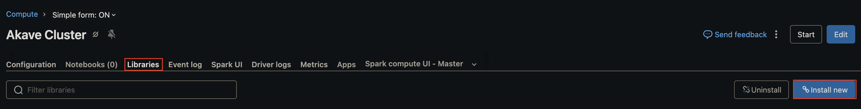 Databricks Libraries Tab