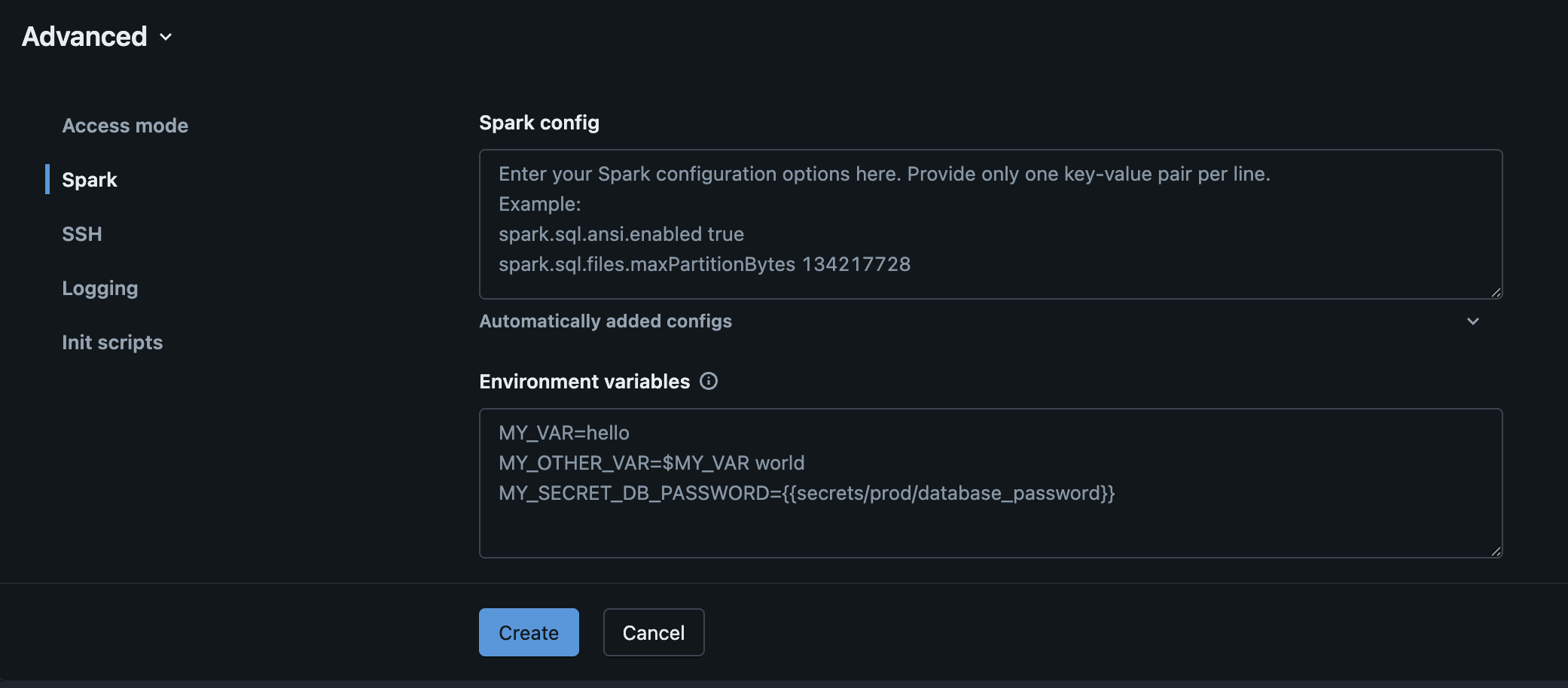 Databricks Spark Tab