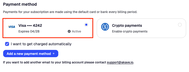 Saved payment method