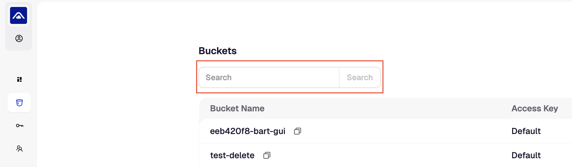Bucket search field