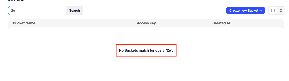 No bucket search results